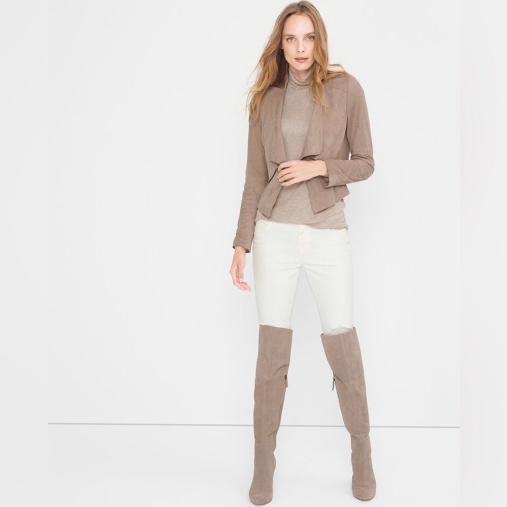 WHBM Suede Flounce Front Jacket Tan XXSP - Picture 6 of 16